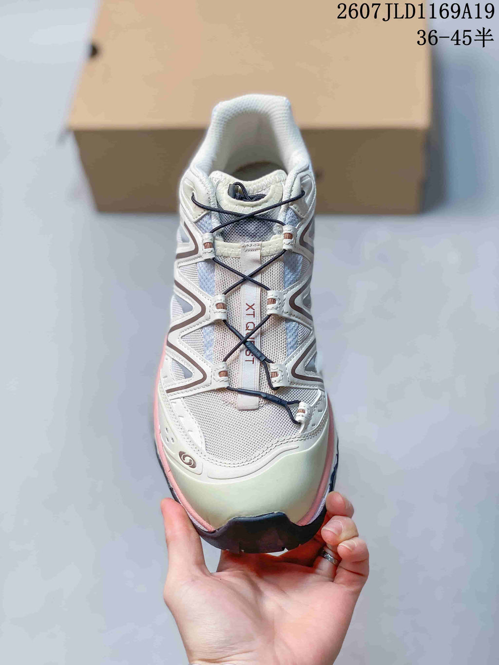 Salomon XT-Quest Trail Sneakers in White Pink Green 2607JLD1169A19 - product image from the listing.