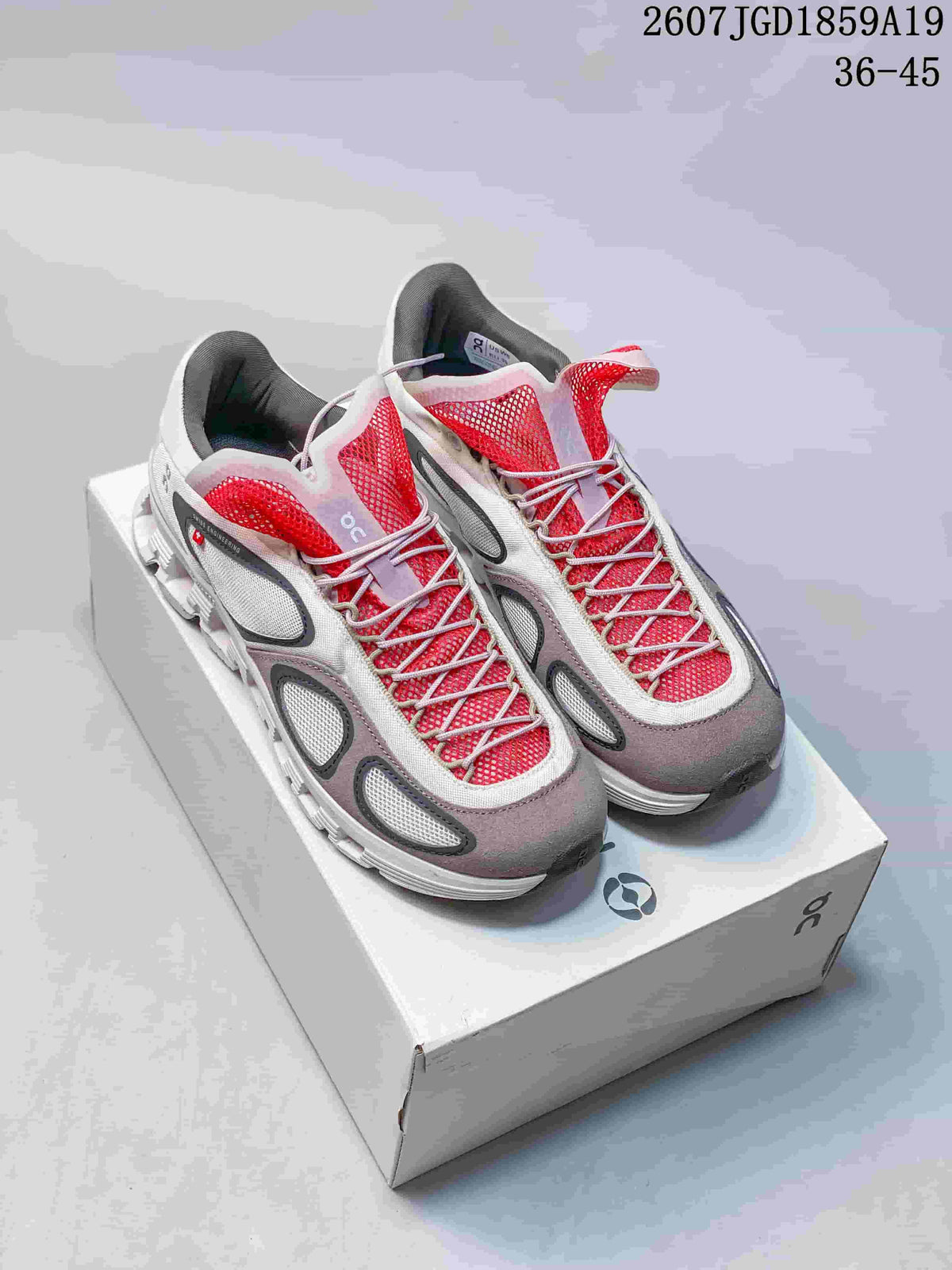 On Cloud X FKA twigs Sneakers in White Gray Red 2607JGD1859A19 - product image from the listing.