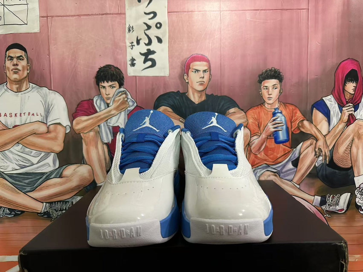Jordan Basketball Sneakers in White and Blue - product image from the listing.