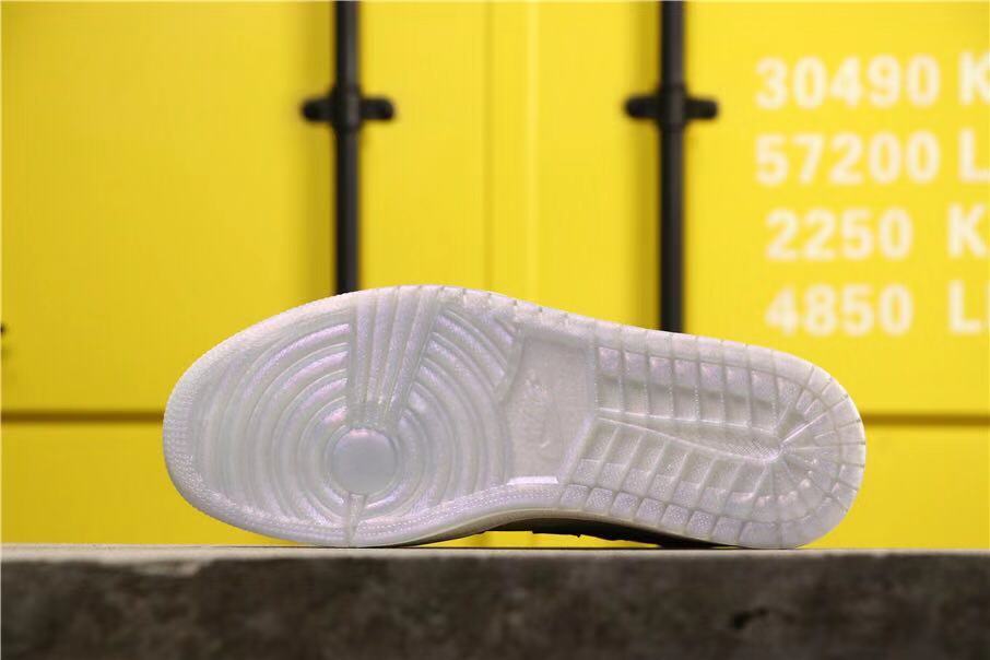 Air Jordan 1 High Premium Black Fossil Sneakers in Pale Ivory - product image from the listing.