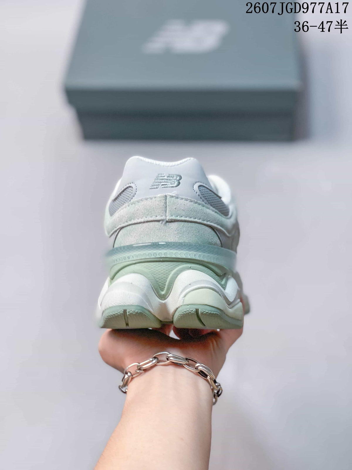 New Balance 9060 Sneakers in Mint Green and White - product image from the listing.