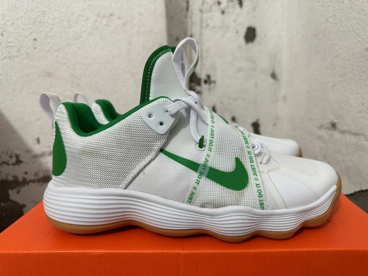 Nike Basketball Shoes in White and Green - product image from the listing.