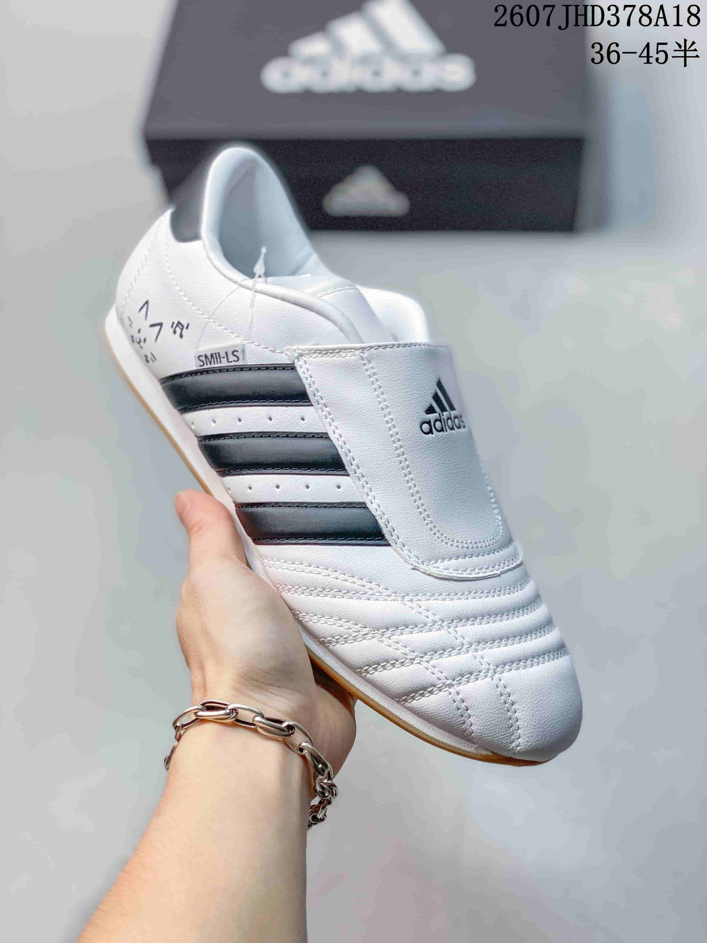 adidas Taekwondo SMIL-LS Low-Top Sneakers in White Navy - product image from the listing.