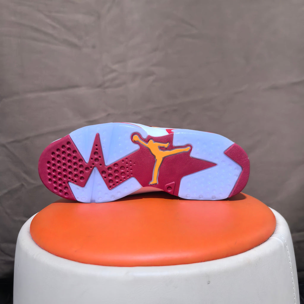 Jordan 6 Retro High-Top Sneakers in White and Red - product image from the listing.