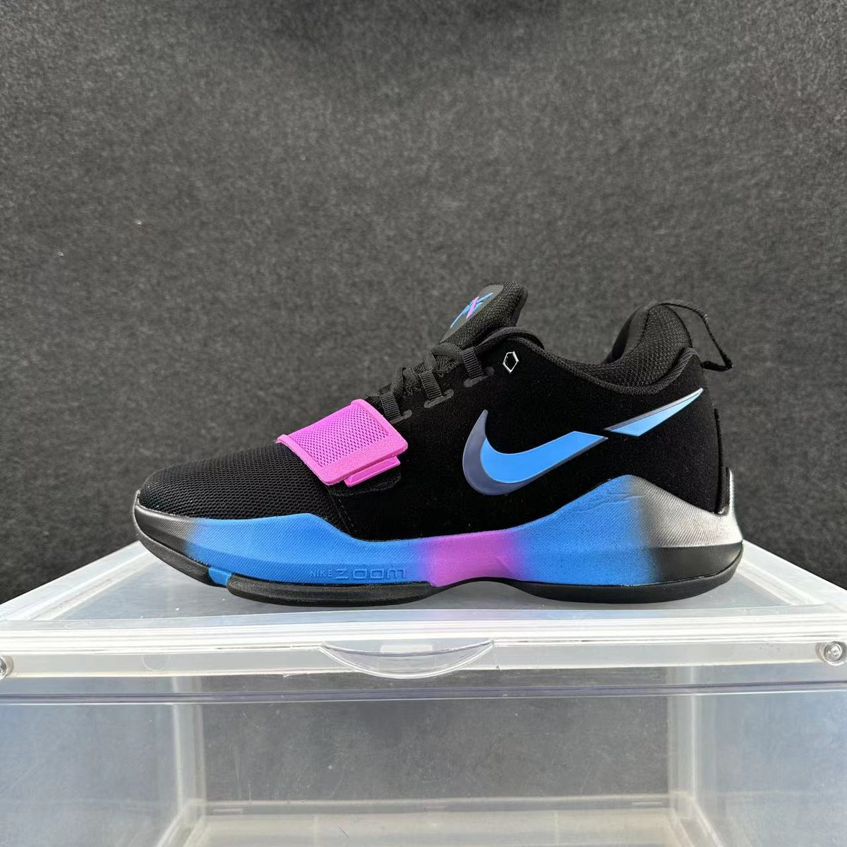 Nike Broken Swoosh Sneakers in Black, in Blue and Pink - product image from the listing.