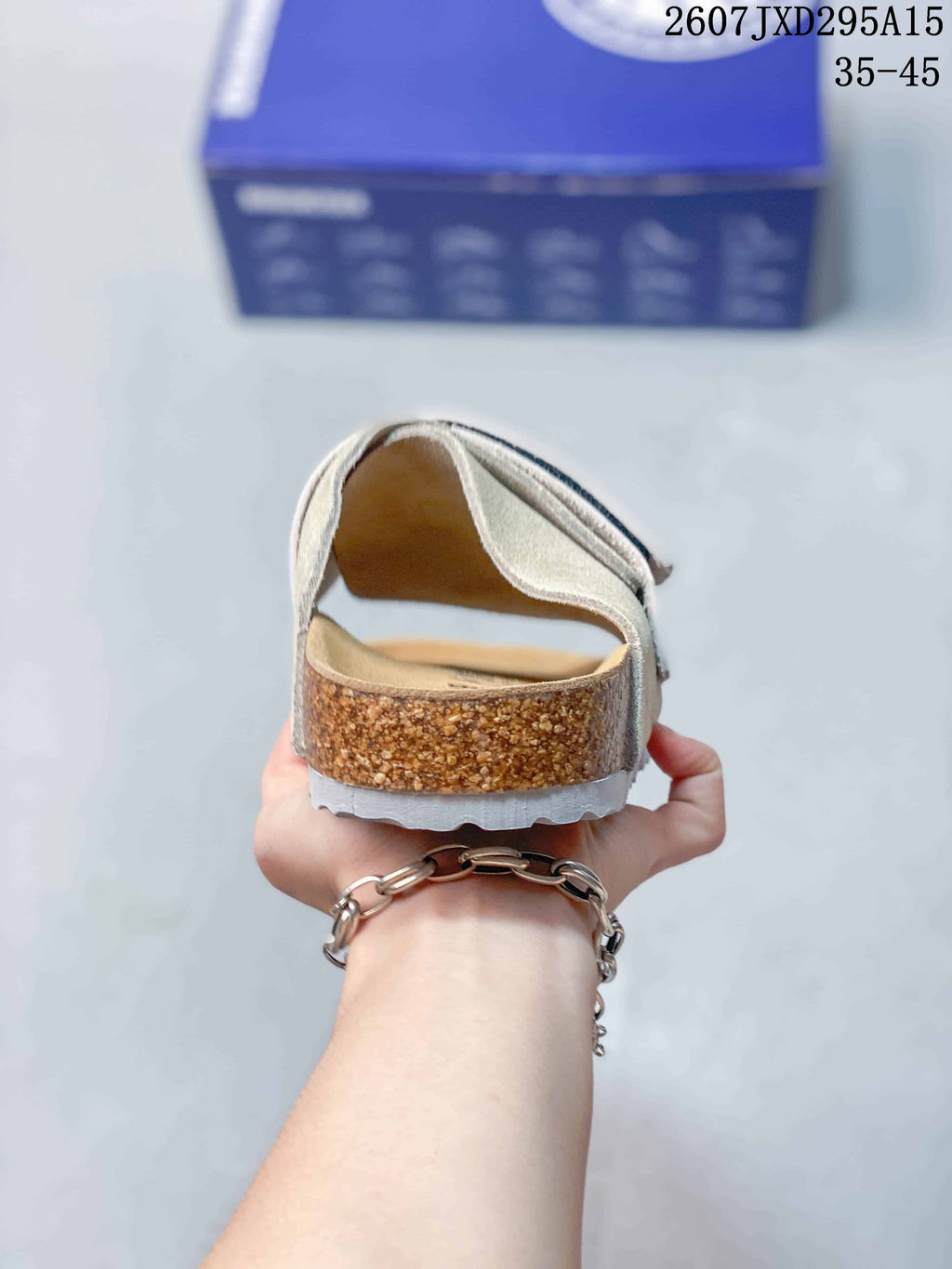 Beige Birkenstock Boston Suede Sandals - product image from the listing.