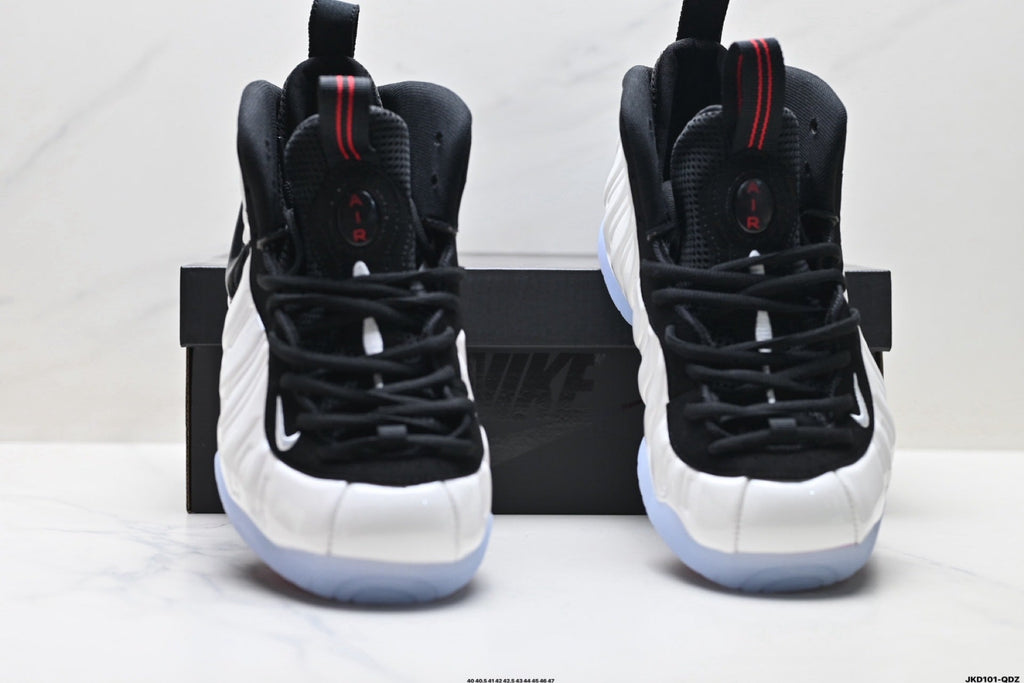 Nike Air Penny Foamposite One Sneakers in Black White Red - product image from the listing.