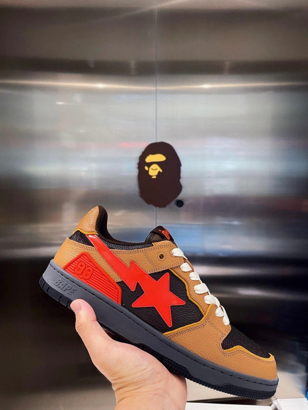 BAPE SK8 STA Trainers Brown and Black 1H80-191-021 - product image from the listing.