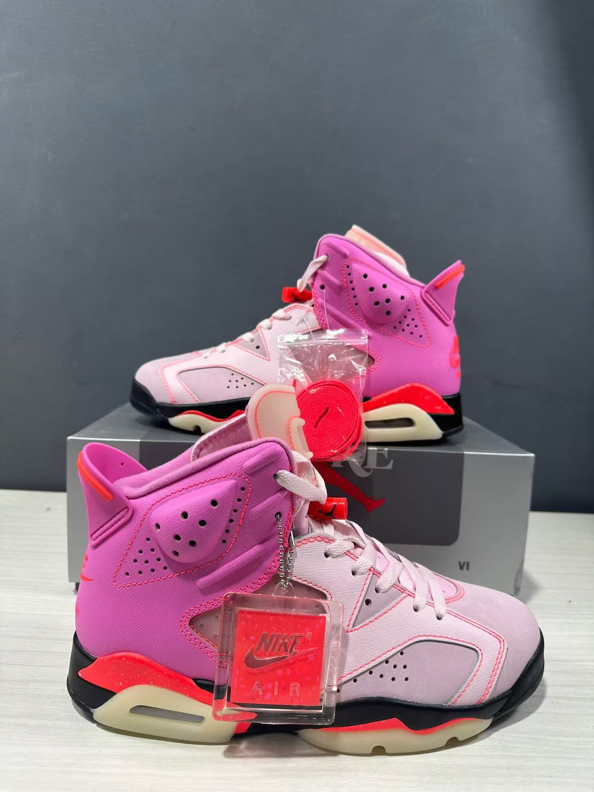 Jordan x Awake NY Air Jordan 6 Retro SP Sneakers in Pink IQ5706-600 - product image from the listing.