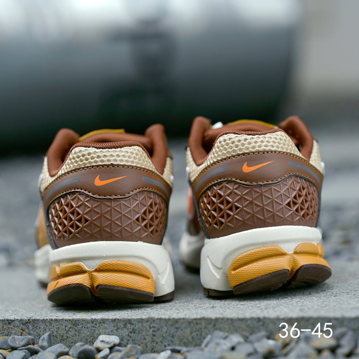 Brown and Orange Nike Air Zoom Vomero 5 Sneakers - product image from the listing.