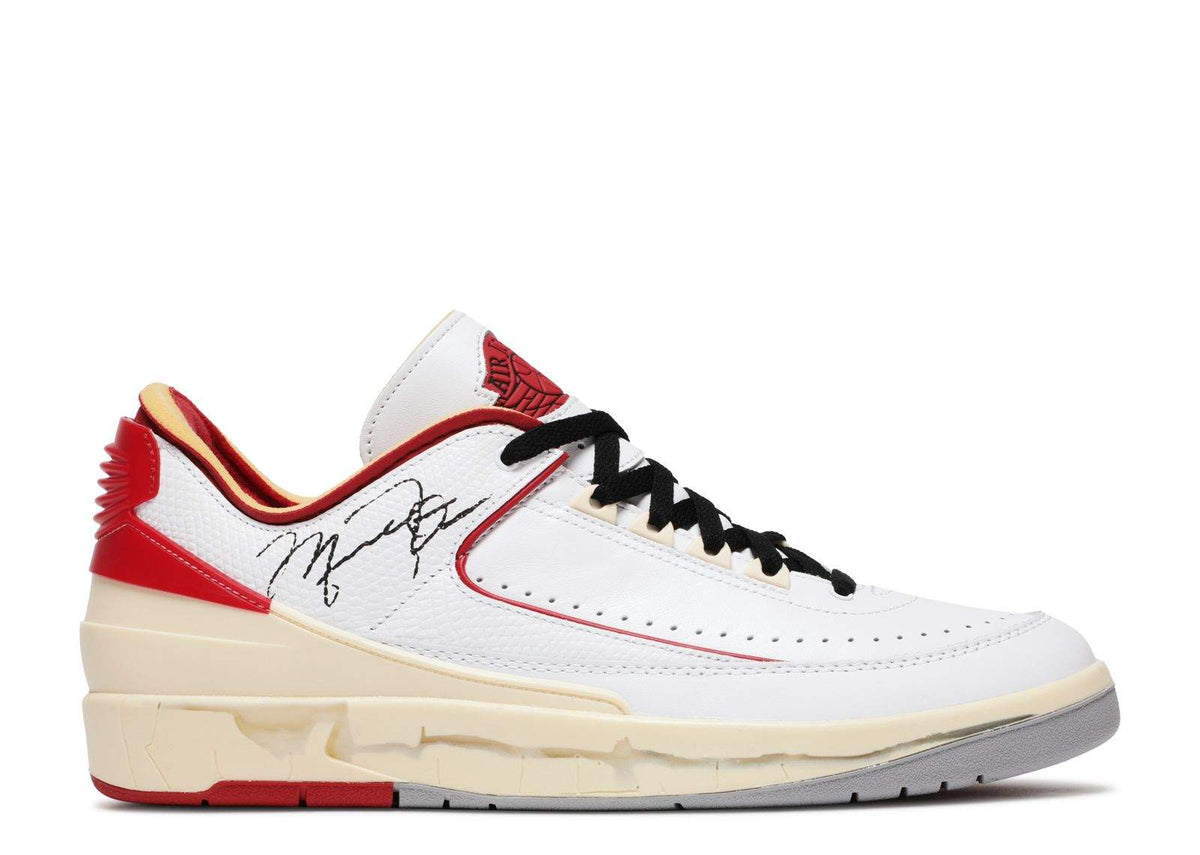 Off-White x Air Jordan 2 Retro Low SP 'White Varsity Red' Sneaker - product image from the listing.