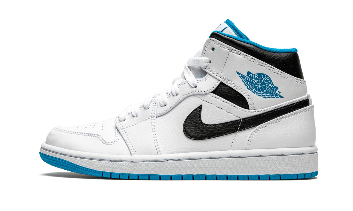 Air Jordan 1 Mid White / Laser in Blue - product image from the listing.