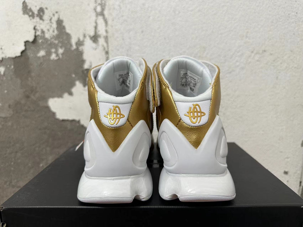 Nike Zoom 2K5 Basketball Shoes in White and Metallic Gold - product image from the listing.