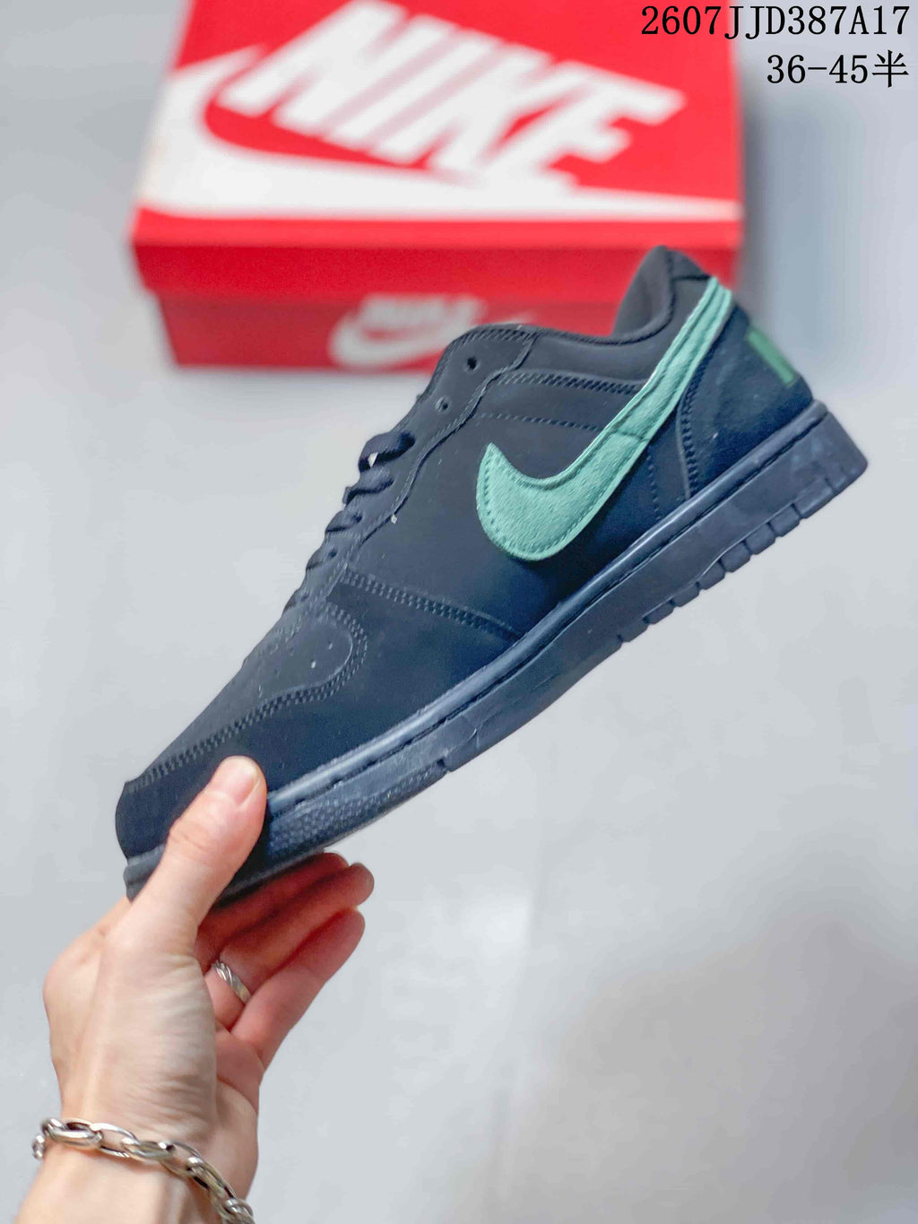 Nike Big Nike Low Lux Sneakers in Black Green JD387A17 - product image from the listing.