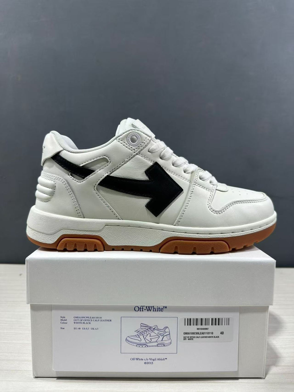 Off-White Out Of Office Sneakers in White Black OMIA189C99LEA0110110 - product image from the listing.