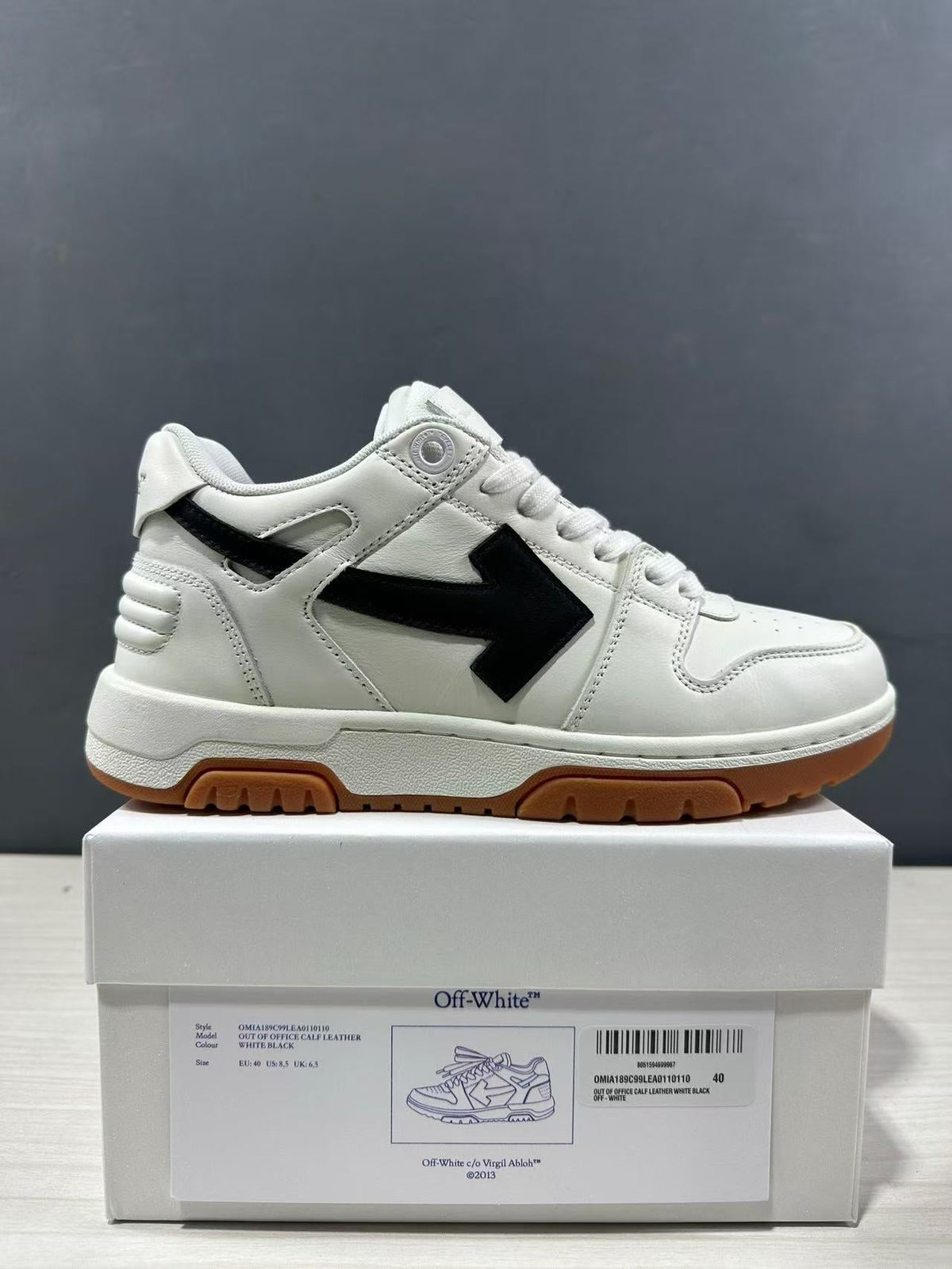 Off-White Out Of Office Sneakers in White Black OMIA189C99LEA0110110 - product image from the listing.