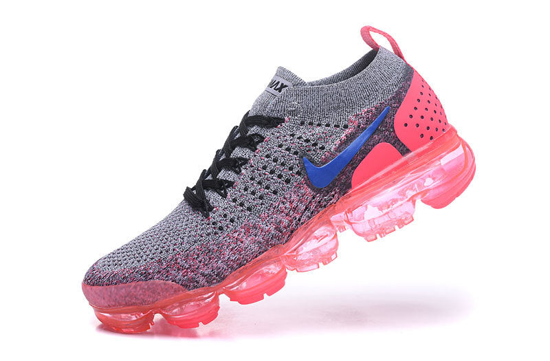 Nike Air VaporMax Flyknit 2 Grey and Bright Crimson Trainers - product image from the listing.