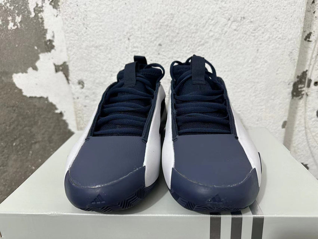 Navy and White Adidas Basketball Shoes - product image from the listing.