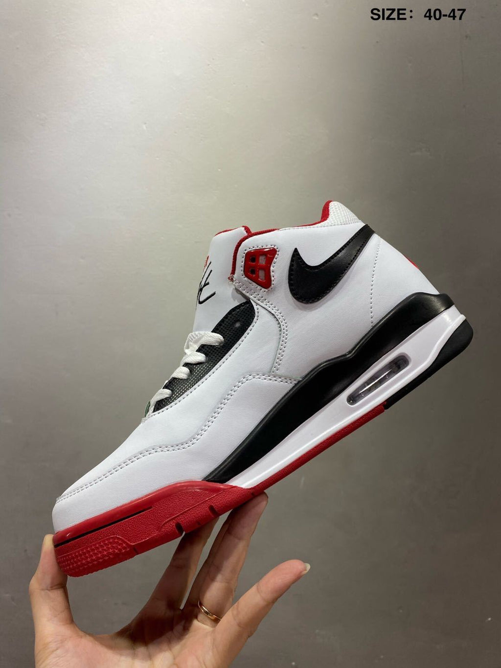 Nike Air Flight 89 High-Top Sneakers in White Red Black - product image from the listing.