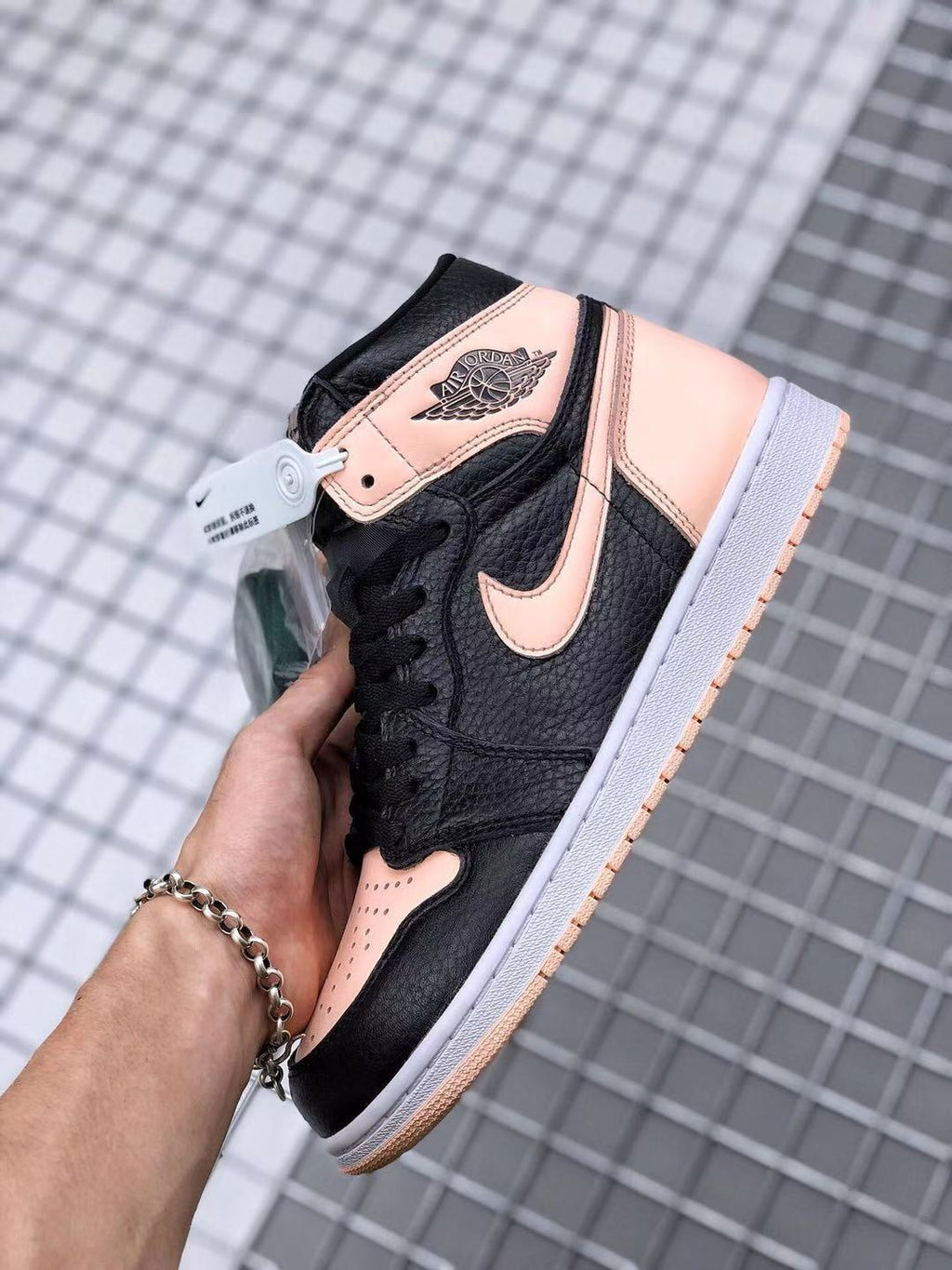 Air Jordan 1 High OG Crimson Tint Sneakers in Black Pink - product image from the listing.