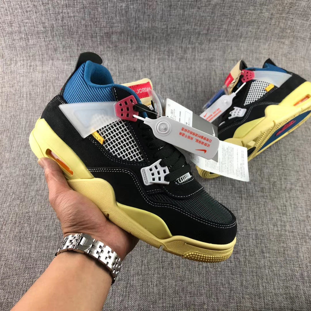 Air Jordan 4 Union LA Off Noir Black Blue Sneakers - product image from the listing.