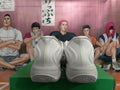 Nike White Basketball Trainers with Black Swoosh - product image from the listing.