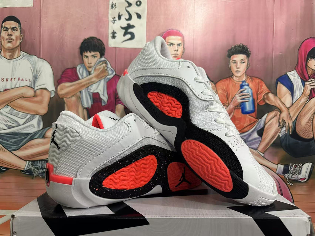 Jordan Basketball Sneakers in White Black Red - product image from the listing.