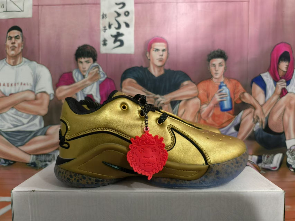 Metallic Gold and Black Nike Basketball Shoes - product image from the listing.