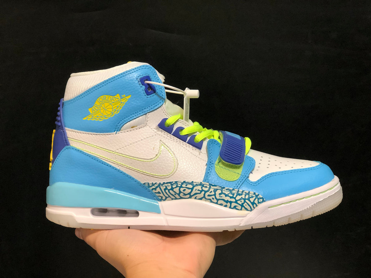 Air Jordan Legacy 312 Fly High-Top Sneakers, in White and Blue - product image from the listing.