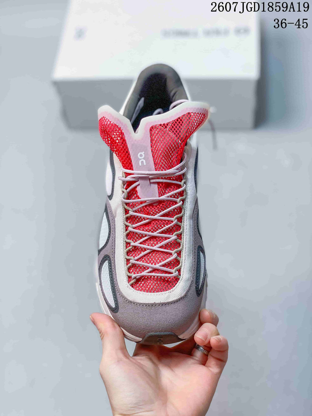 On Cloud X FKA twigs Sneakers in White Gray Red 2607JGD1859A19 - product image from the listing.