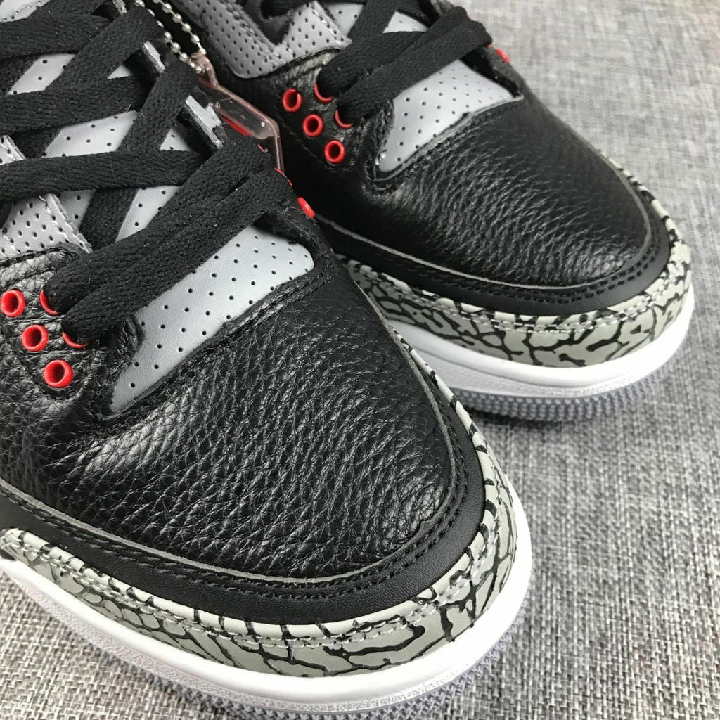 Air Jordan 3 Retro Black Cement Sneakers, in Black and Grey - product image from the listing.