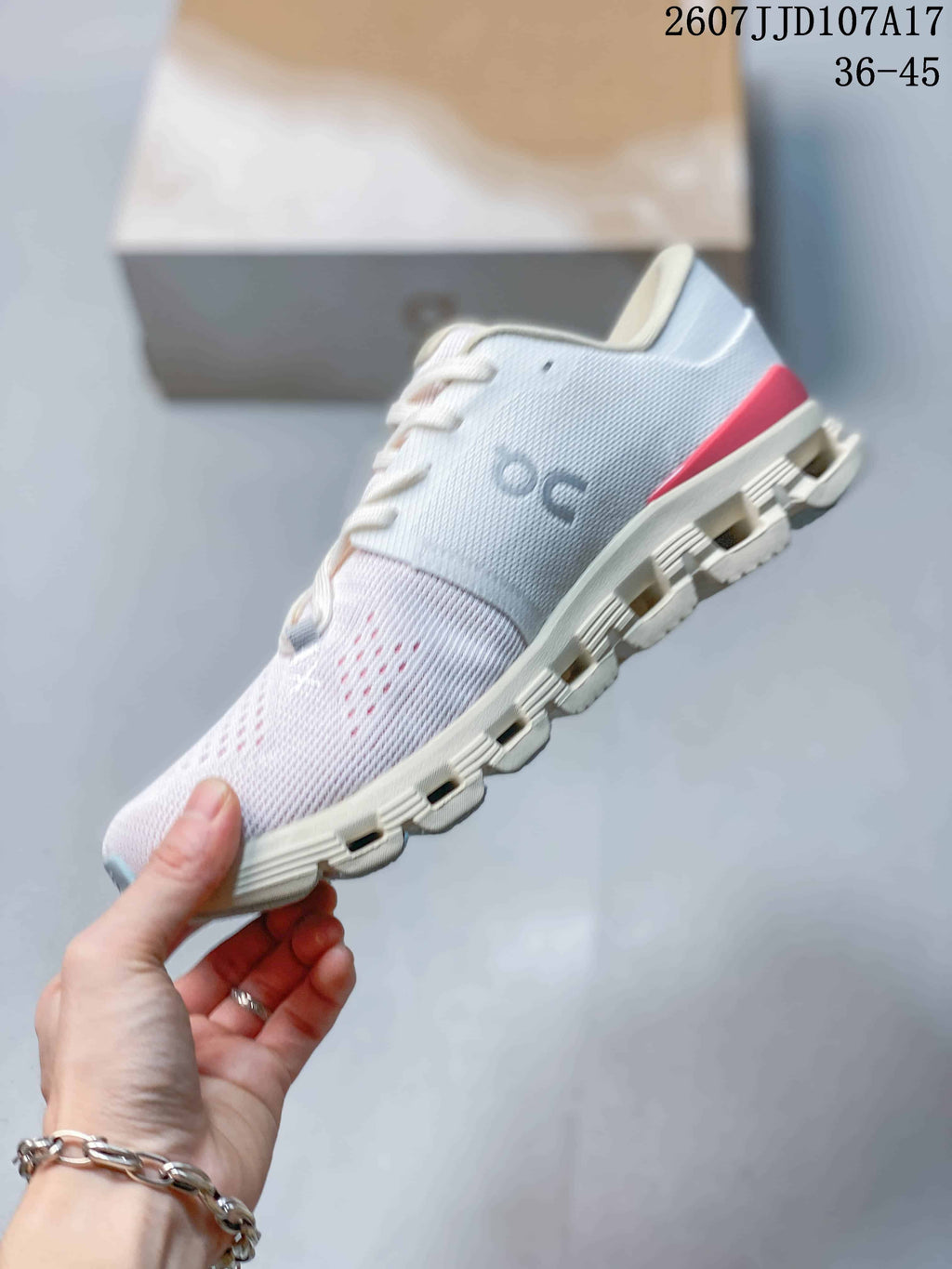 On Cloud X 4 AD Sneakers in White Light Blue Red - product image from the listing.