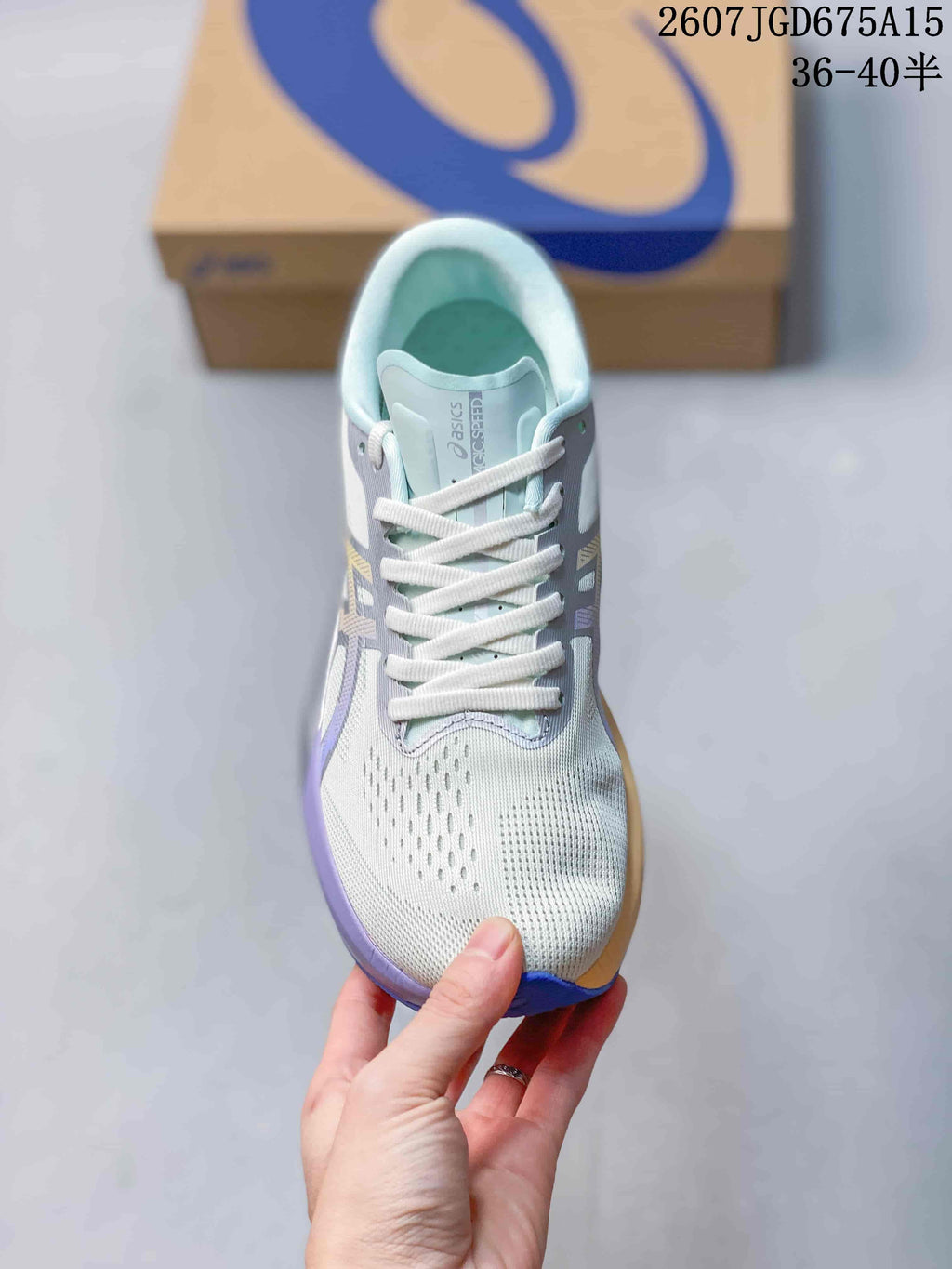 ASICS Magic Speed 4 Shoes for Running Mint White Lavender - product image from the listing.