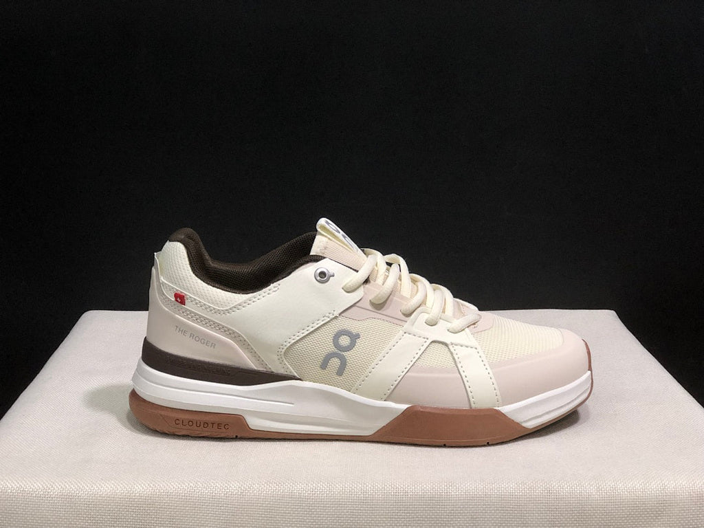 On THE ROGER Clubhouse Pro Tennis Shoes in White Brown - product image from the listing.