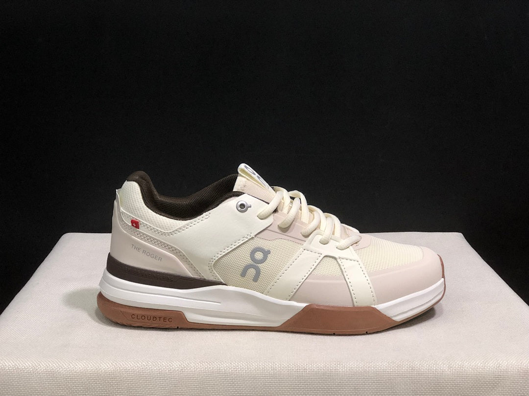On THE ROGER Clubhouse Pro Tennis Shoes in White Brown - product image from the listing.