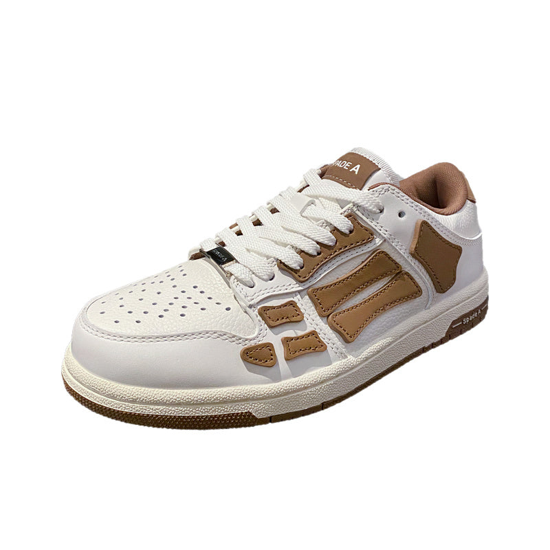 White and Brown Spade A Low-Cut Sneakers MFS003-126 - product image from the listing.