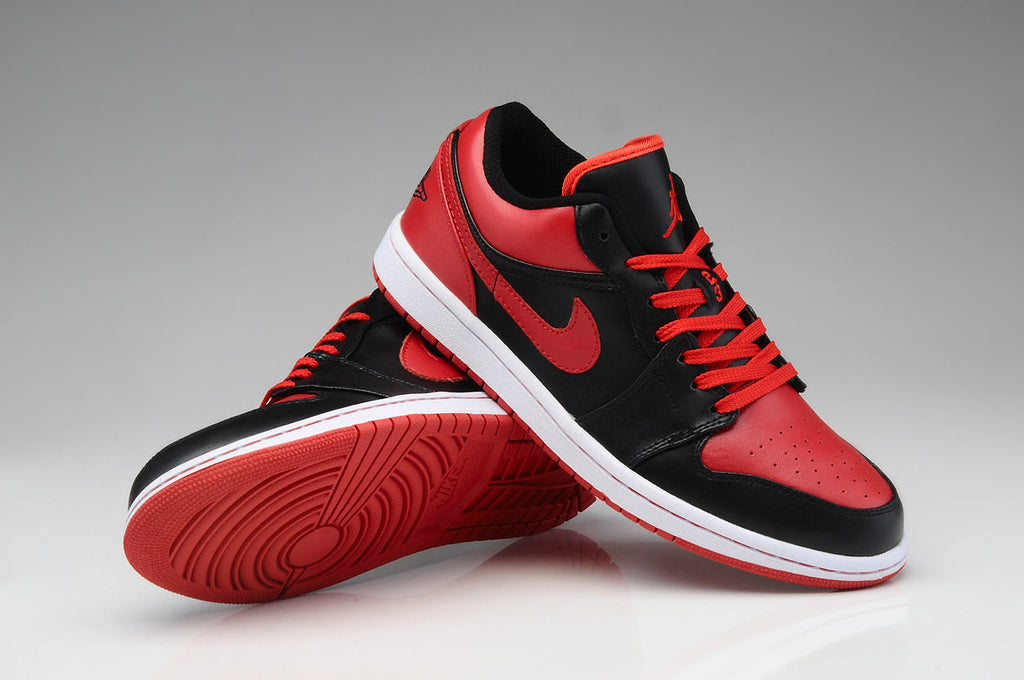 Air Jordan 1 Low Black Red Sneakers - product image from the listing.