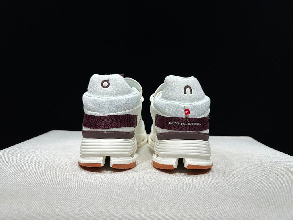 On Cloudnova 2 Sneakers, in White and Burgundy - product image from the listing.