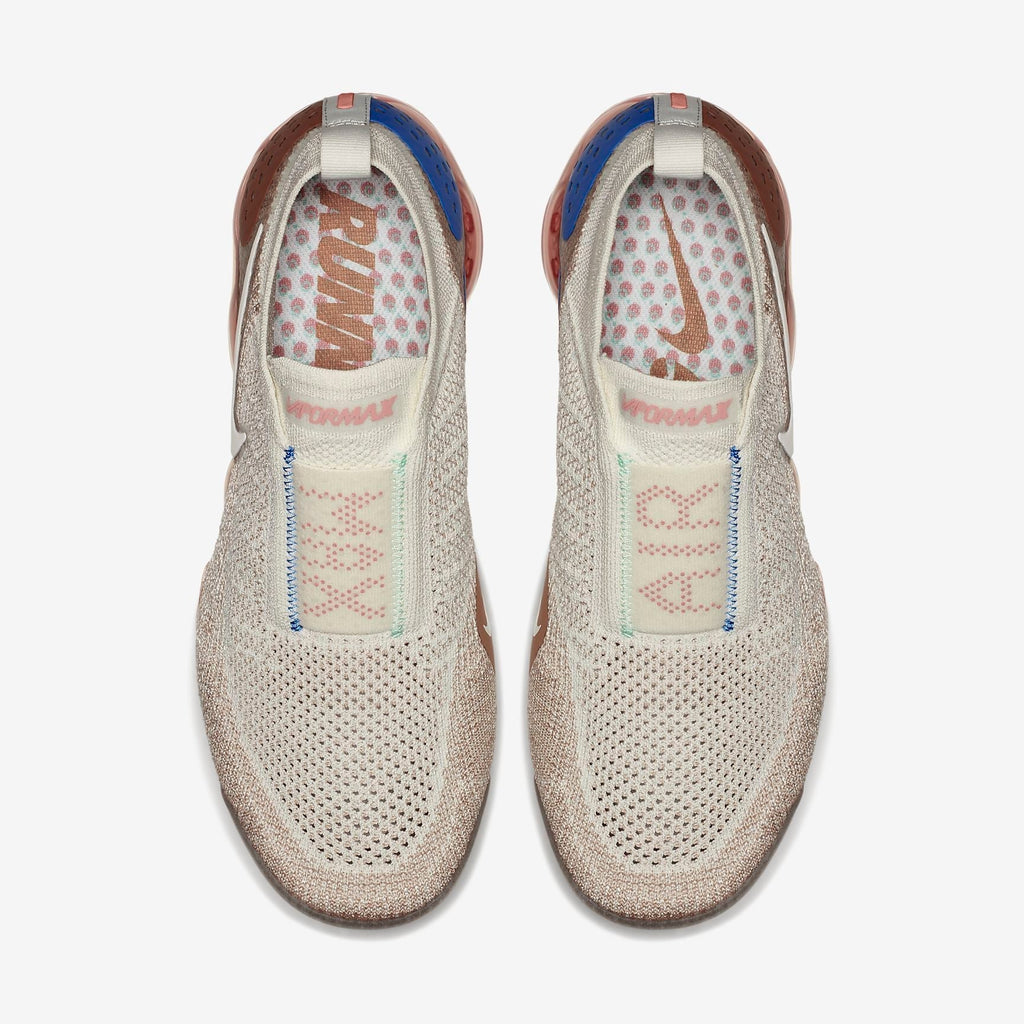 Nike Air VaporMax Flyknit Moc 2 Sneakers, in Sail and Blue - product image from the listing.