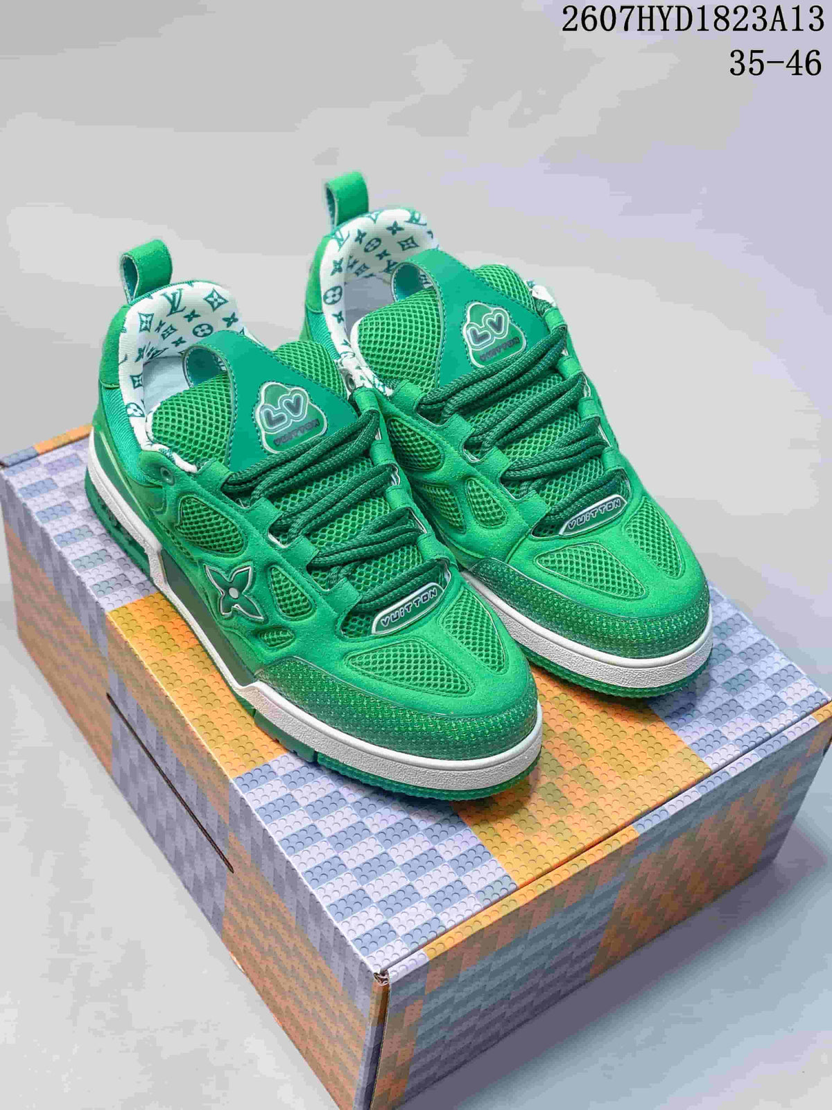 Louis Vuitton Trainer Sneakers in Green 2607HYD1823A13 - product image from the listing.