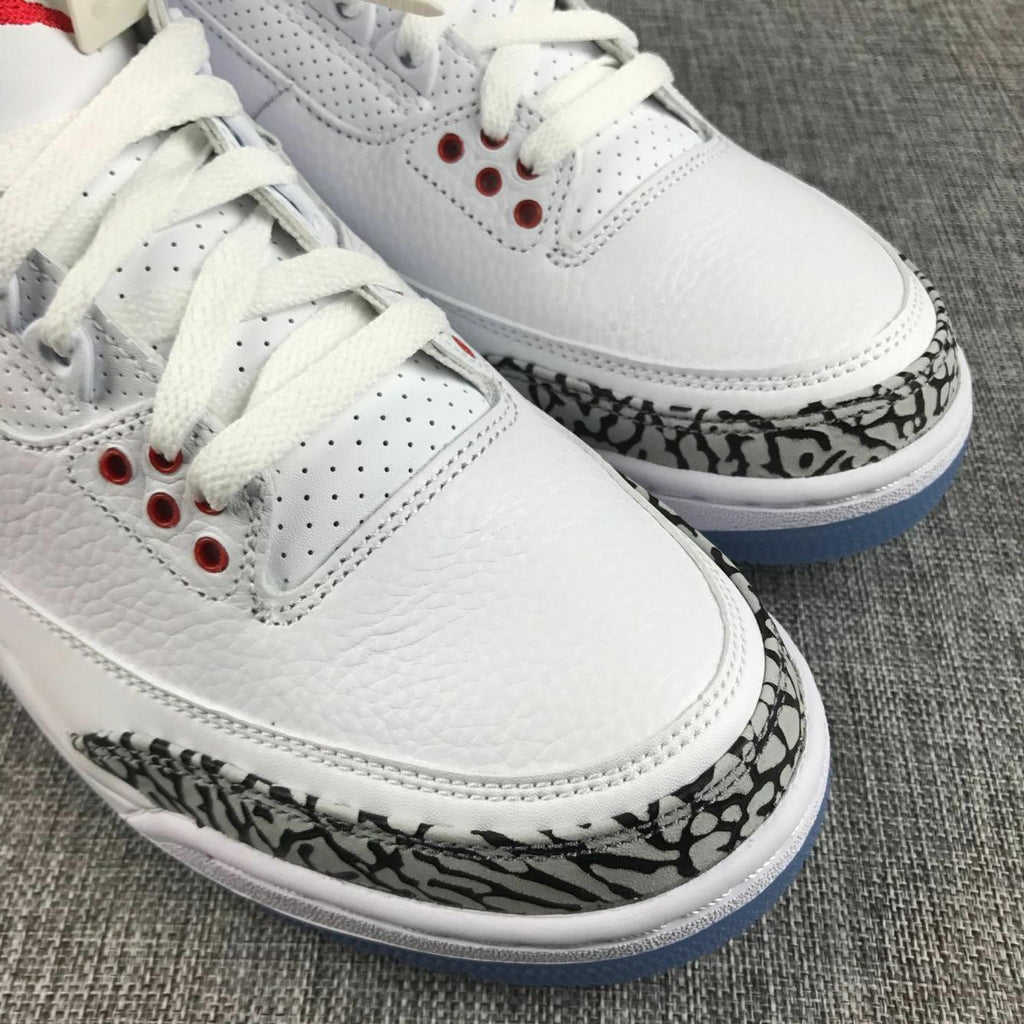 Air Jordan 3 White Cement Sneakers with Translucent Blue Sole - product image from the listing.