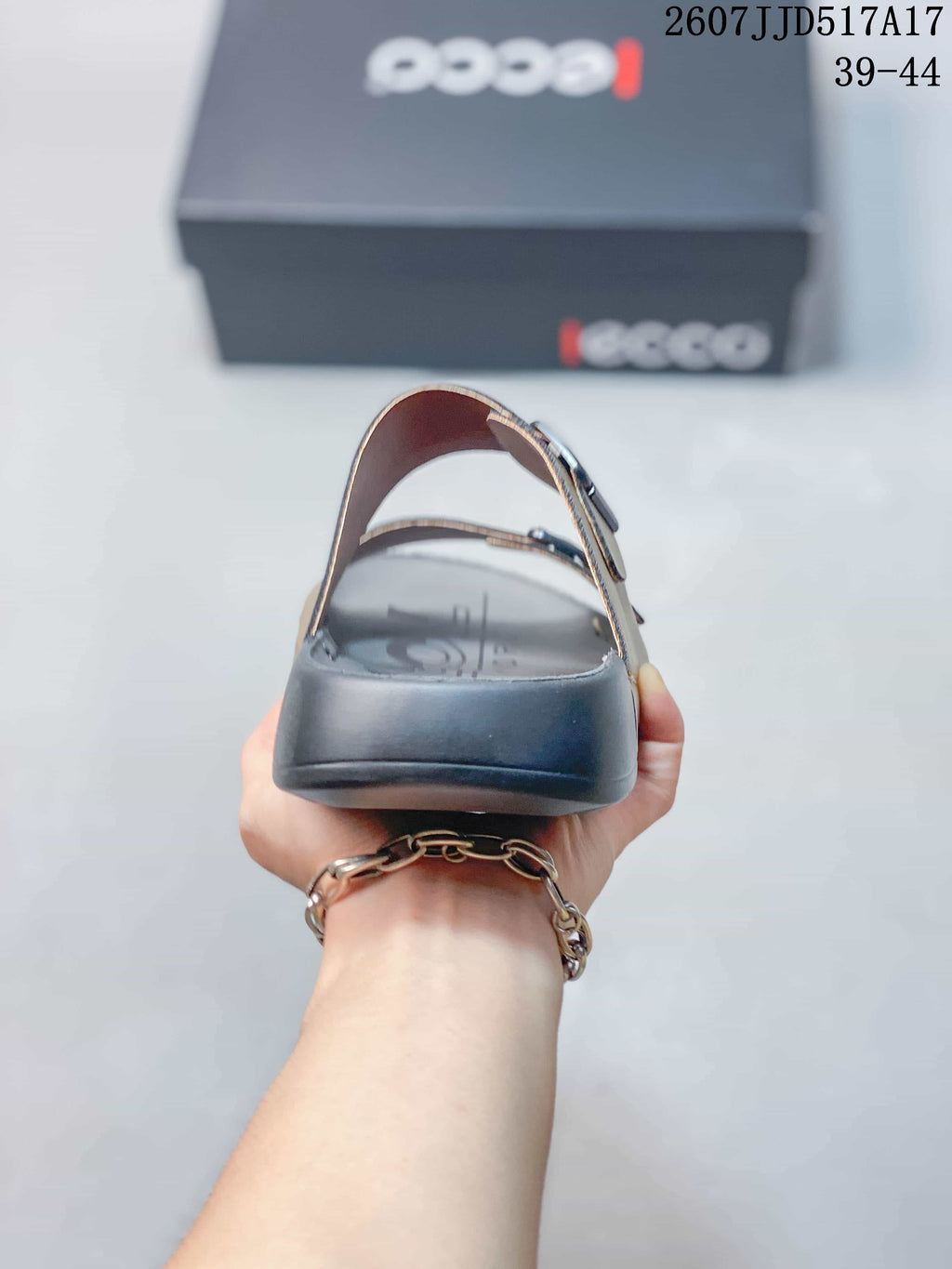 ECCO Double-Buckle Sandals in Brown Black 2607JJD517A17 - product image from the listing.
