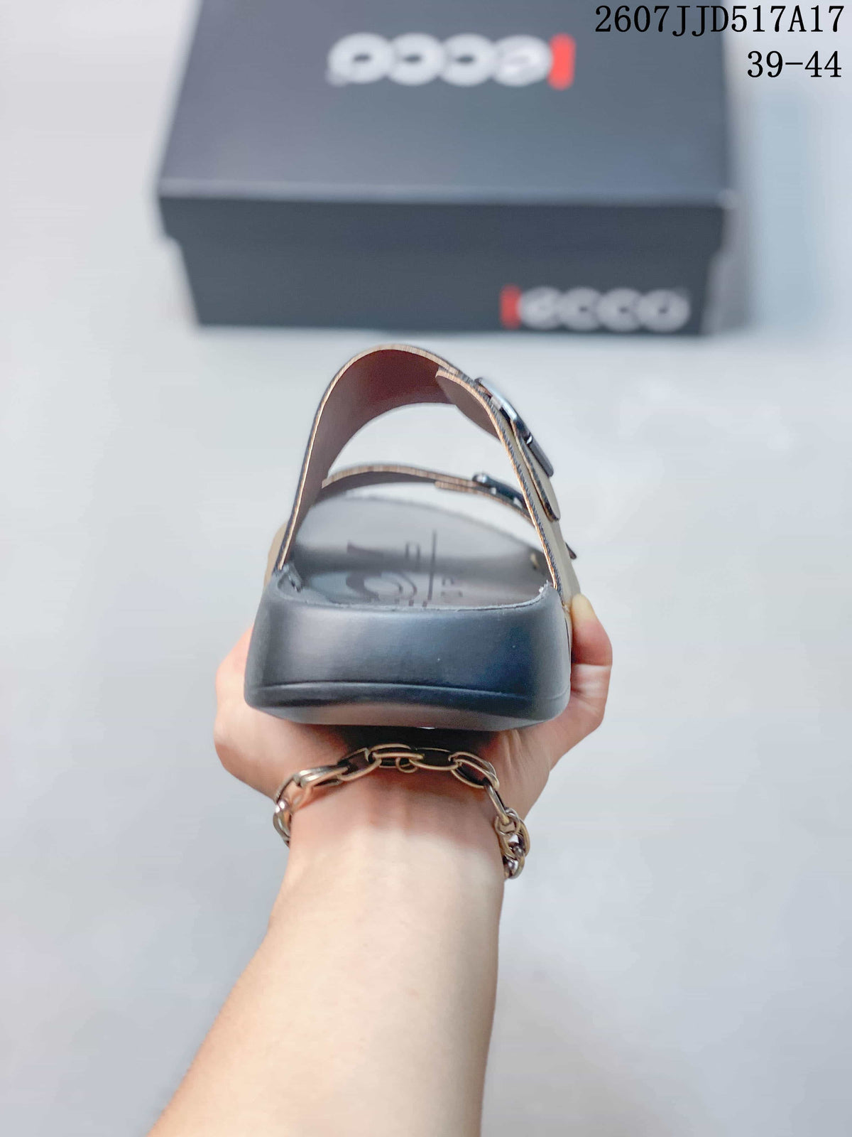 ECCO Double-Buckle Sandals in Brown Black 2607JJD517A17 - product image from the listing.