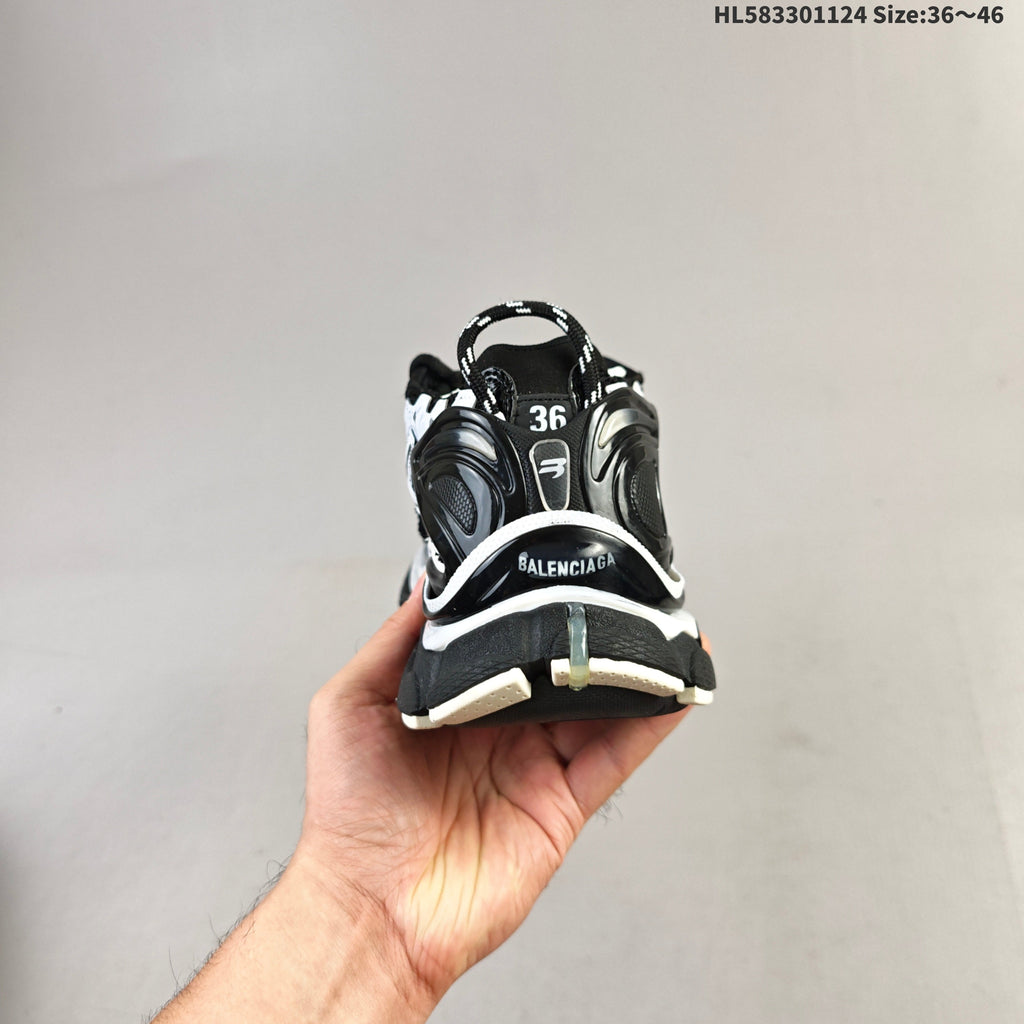 Black and White Balenciaga Runner Low-Top Sneakers - product image from the listing.