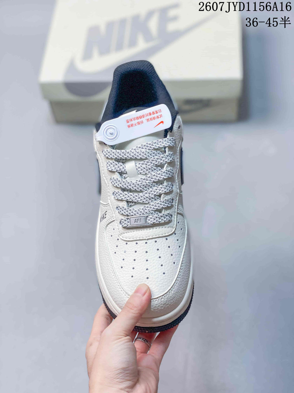 Nike Air Force 1 '07 Low Sneakers in White Grey Black - product image from the listing.