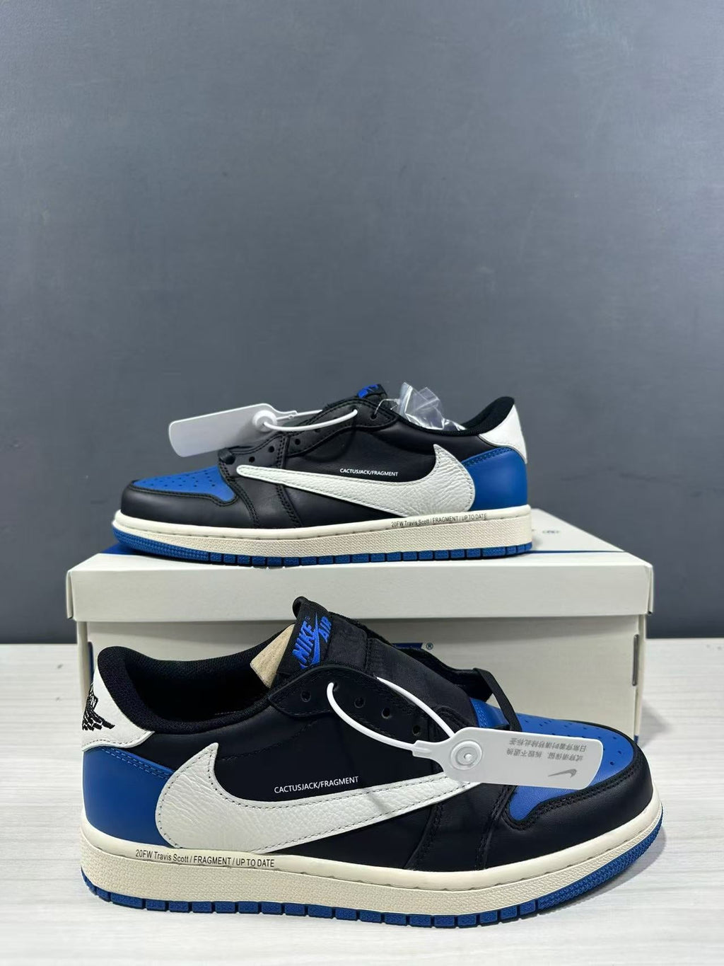 Air Jordan 1 Low Travis Scott Fragment Black Blue Sneakers - product image from the listing.