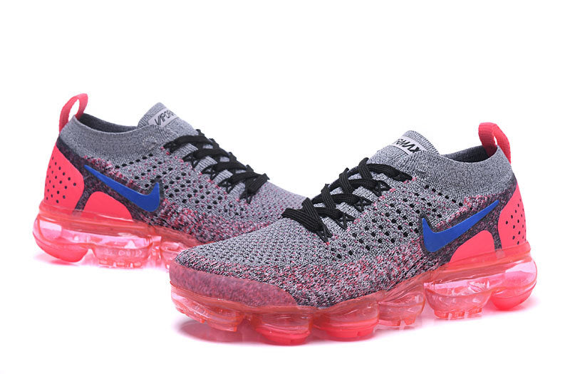 Nike Air VaporMax Flyknit 2 Grey and Bright Crimson Trainers - product image from the listing.
