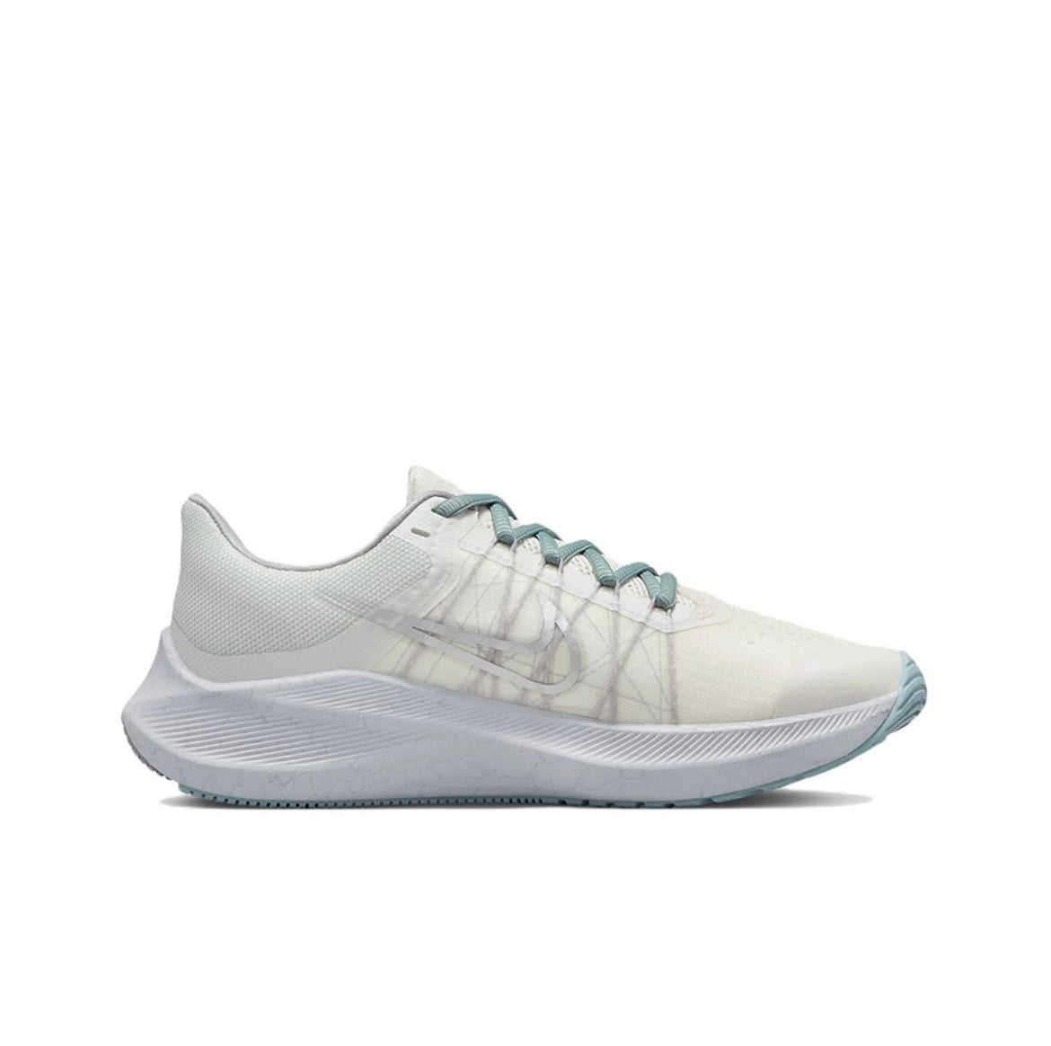 Nike Zoom Winflo 8 Running Shoes in White Silver DA3056-002 - product image from the listing.