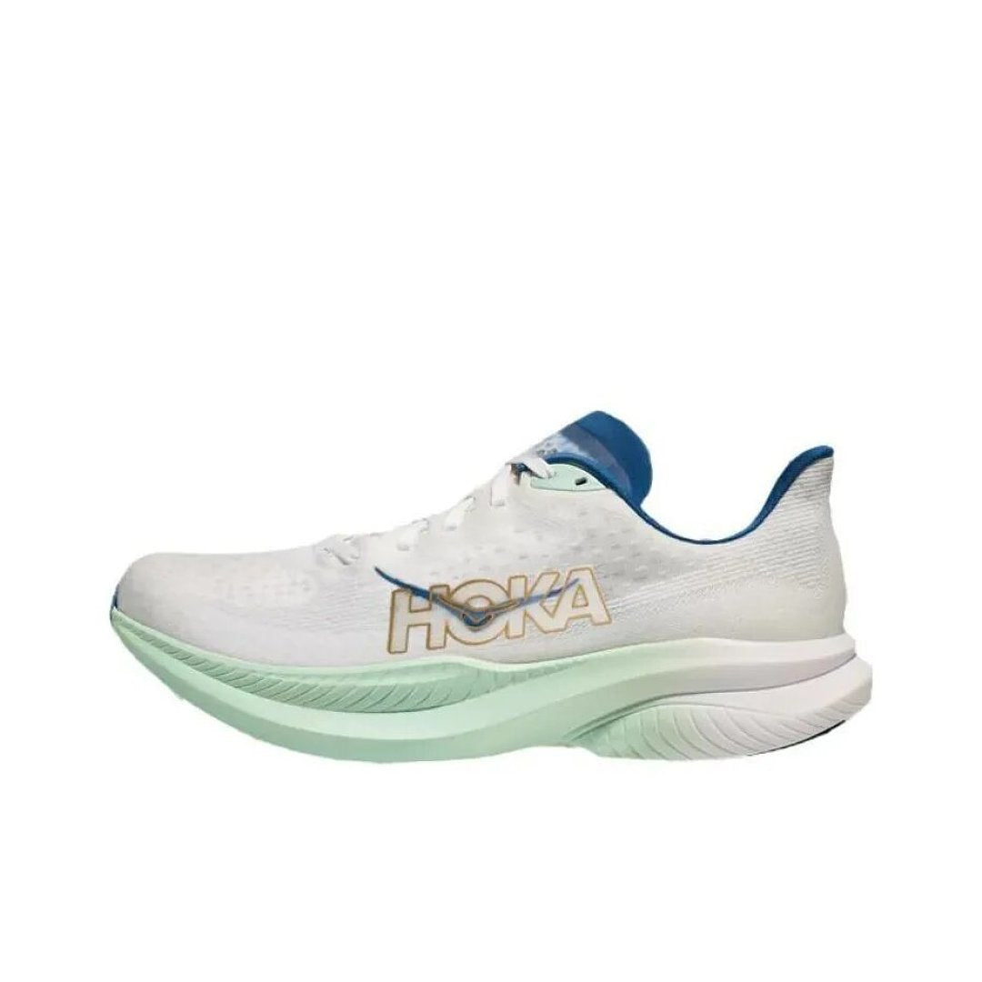 HOKA Mach Running Shoes in White, in Blue and Mint - product image from the listing.