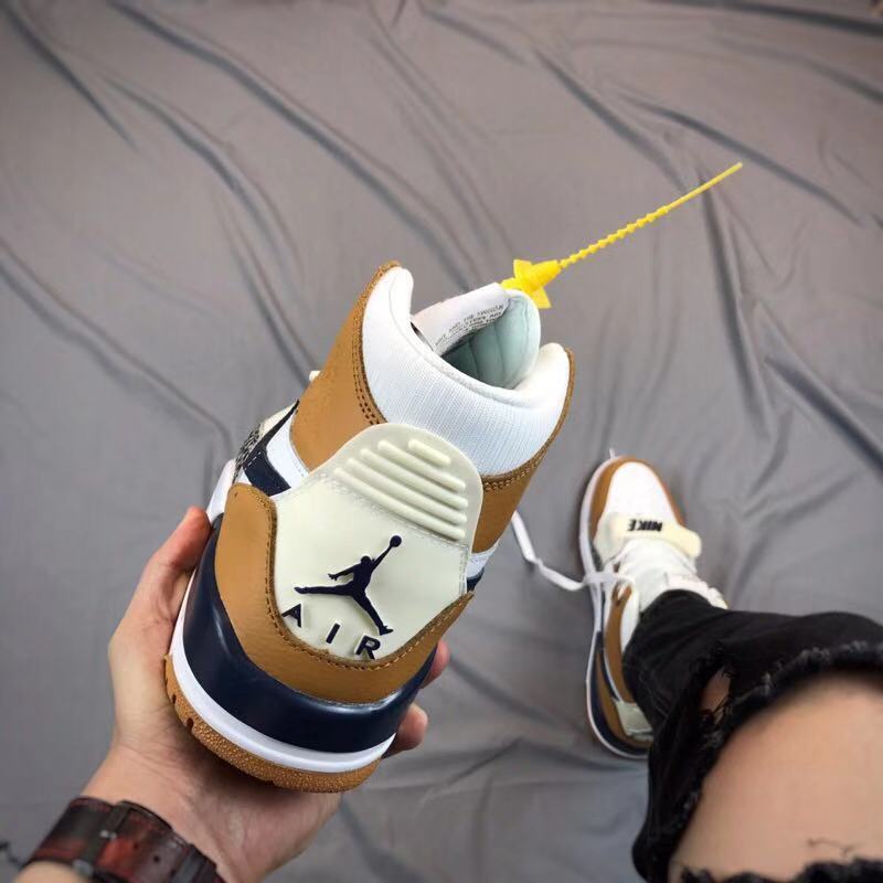 Jordan Legacy 312 High-Top Basketball Shoes, in White Tan Navy - product image from the listing.